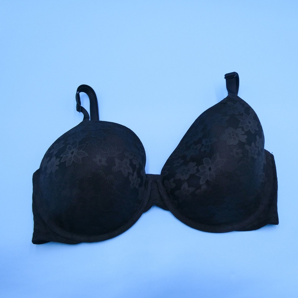 Victoria's Secret Bra Womens 38DDD Wear Everywhere Black Lace T-Shirt Polyester